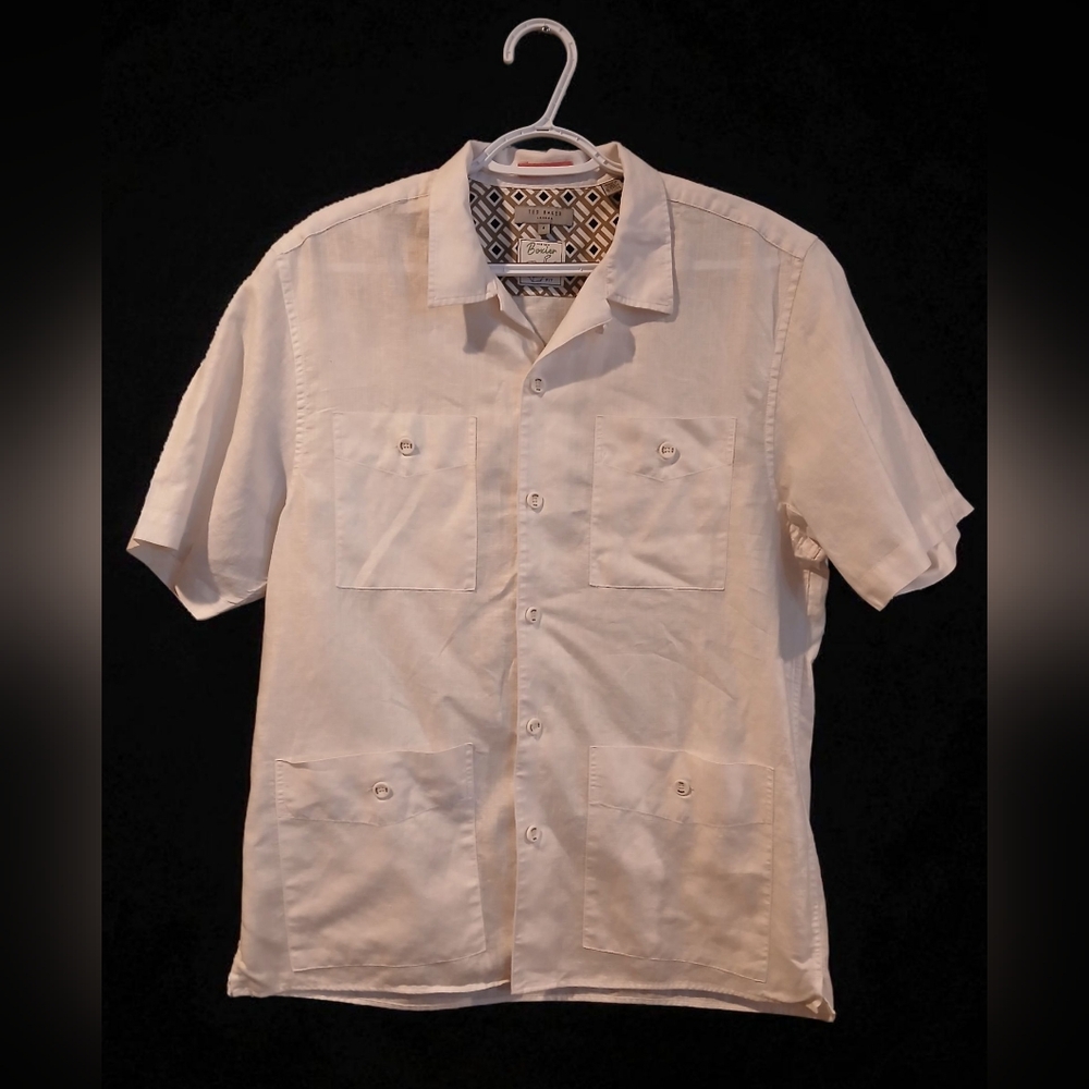 Ted Baker 4 Linen Cotton Blend White Boxy Boxier Cut Mens Old Money Beach